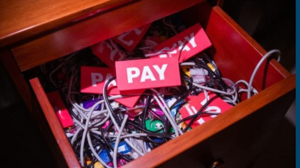 A cluttered digital junk drawer representing unnecessary AI app subscriptions.